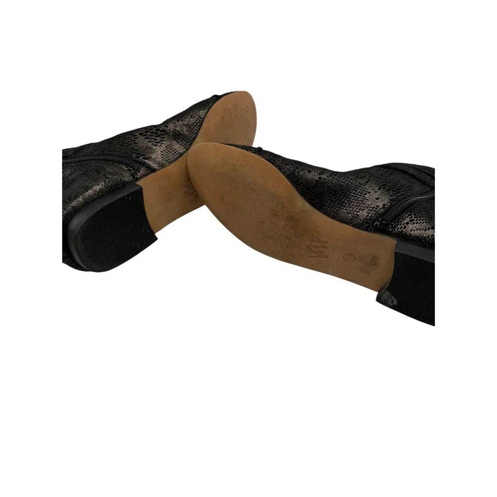 Wythe NY Ingrid Ankle Booties‎ Women 7 Black Leather Snake Texture Streetwear